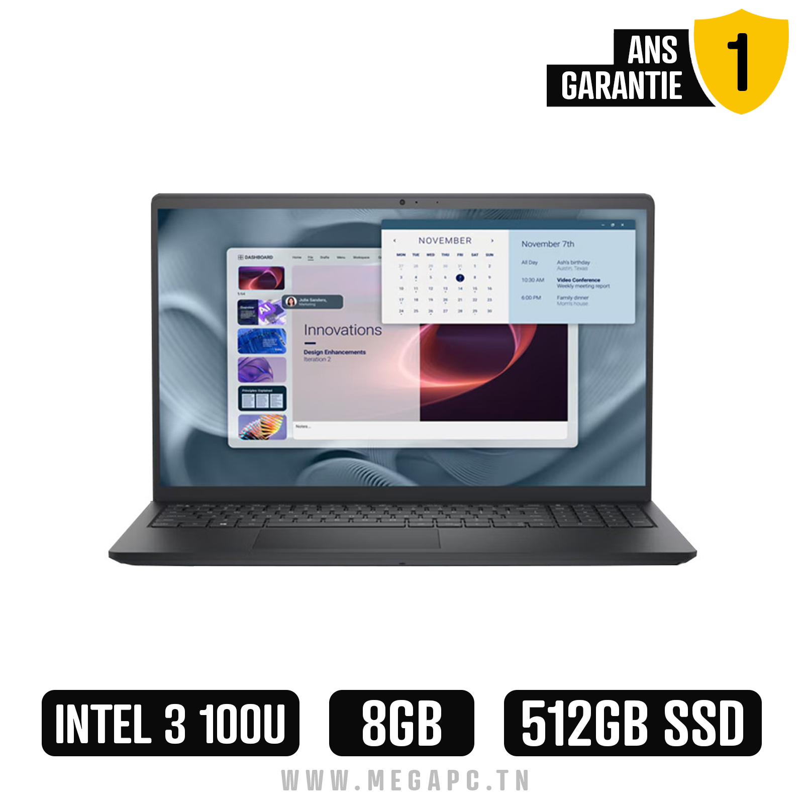 Pc Portable DELL Vostro 3530 i3 13ème Gén 8Go 512Go SSD - Noir