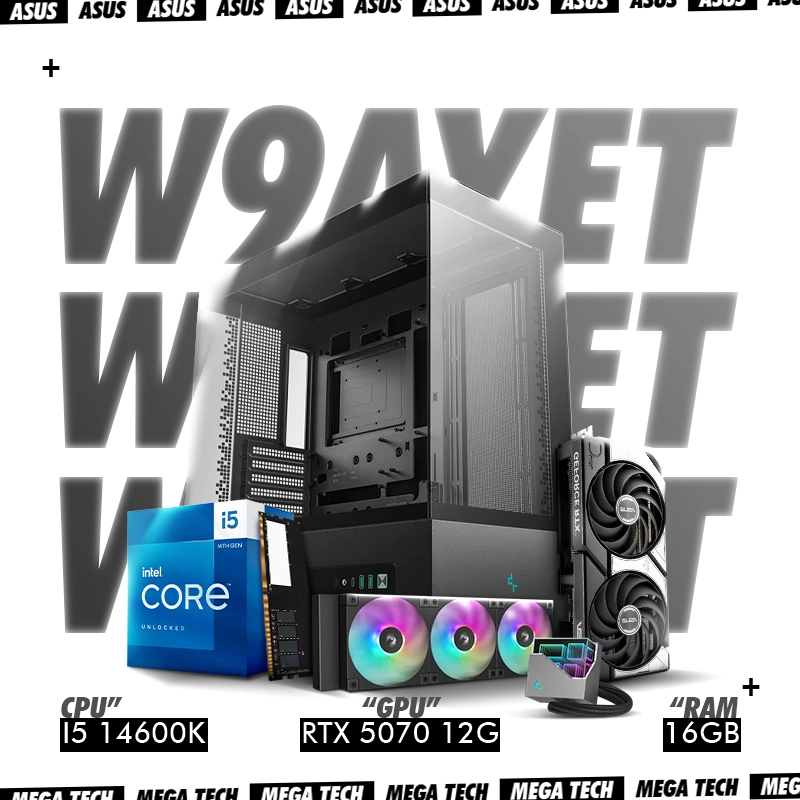 W9ayet PC Powered by ASUS 3 | Intel i5-14600K + RTX 5070 12GB Gaming PC | 16GB RAM | 1TB NVMe SSD | Performance 2026 Ultra Gaming | MEGA PC | GIGA TECH PC Gaming Tunisie, PC Gamer Tunisie, Gaming PC 2026, Intel i5-14600K Tunisie, RTX 5070 Tunisie, Carte graphique NVIDIA Tunisie, PC Gamer puissant, PC Streaming Tunisie, PC eSport Tunisie, Setup Gaming Tunisie, Gamer pas cher Tunisie, PC Haute Performance Tunisie, PC Montage vidéo Tunisie, PC 4K Gaming Tunisie, PC RTX 50 Series Tunisie, ASUS Gamin - ASUS
