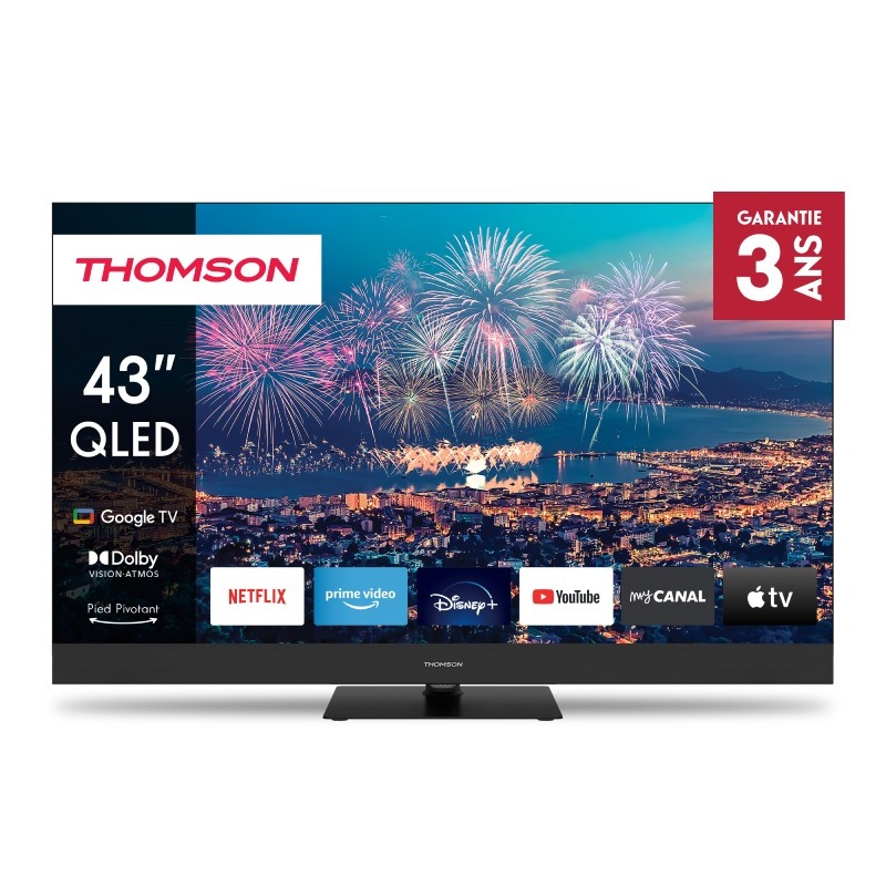 TV Thomson 43QG6C14 43" QLED Plus 4K UHD Smart Google TV – Dolby Vision, Dolby Atmos, HDMI 2.1, Chromecast, WiFi Bluetooth | TV QLED Tunisie, Thomson 43QG6C14, Smart TV 43 ", TV 4K UHD, Google TV Tunisie, Android TV 11, TV Dolby Vision, TV Dolby Atmos, TV HDMI 2.1, TV gaming 4K, TV WiFi Bluetooth, Chromecast intégré TV, TV 10 bits couleurs, Smart TV pas cher Tunisie, TV meilleur prix 2026, TV salon moderne, TV haut de gamme, télévision connectée, TV streaming Netflix YouTube, TV Mega PC compatib