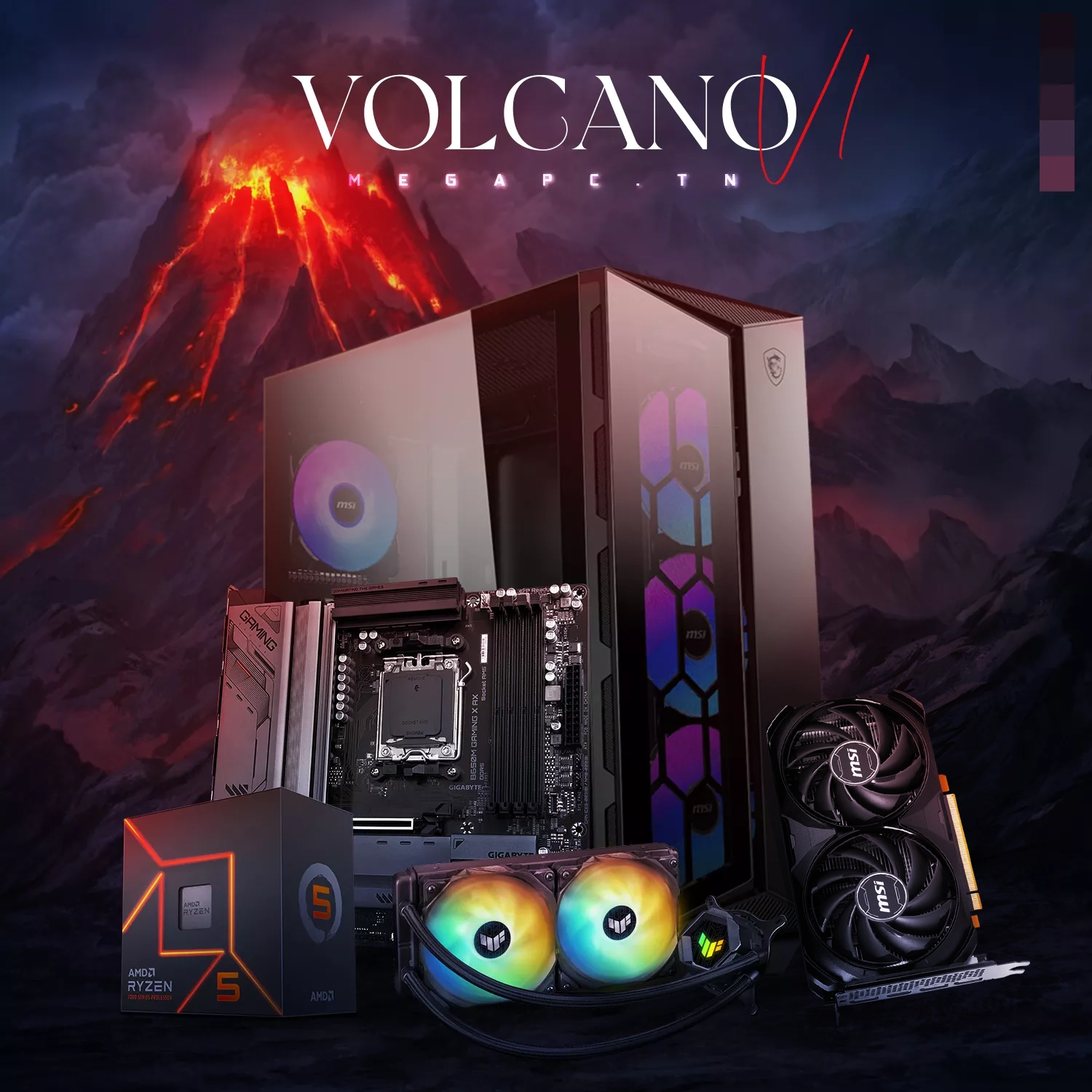 Volcano V1 | RYZEN 5 7600X | RTX 4060 OC | 32GB RAM | 500 NVMe